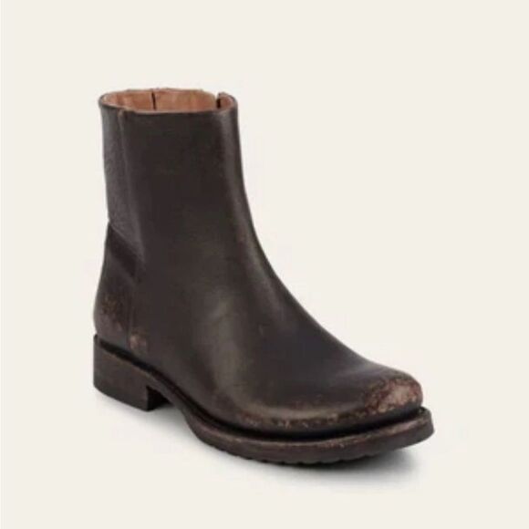 Frye Veronica Inside Zip Boots, Black Distressed Leather 7 $278 - Picture 2 of 8